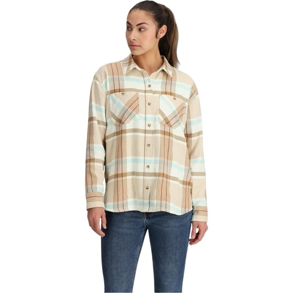 Outdoor Research Women's Beige Plaid Button-Up Shirt NEW Size Small - Picture 1 of 5